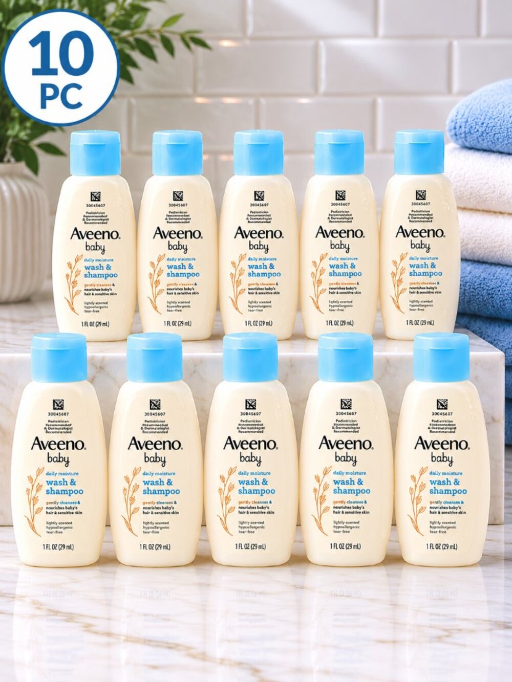 Aveeno Baby Daily Moisture Gentle Body Wash & Shampoo 1oz Travel Size Lot of 10